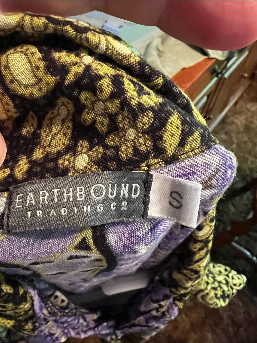 Earthbound Trading co. size S Boho Mandala Rayon button up shirt.